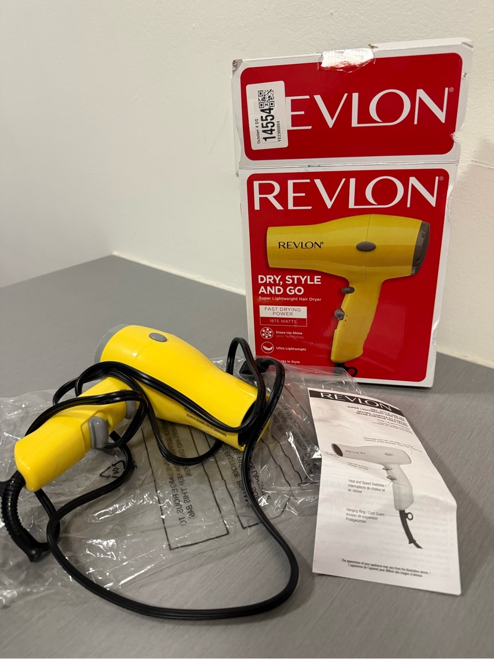 Revlon Dry, Style & Go Super Lightweight Hair Dryer – Yellow